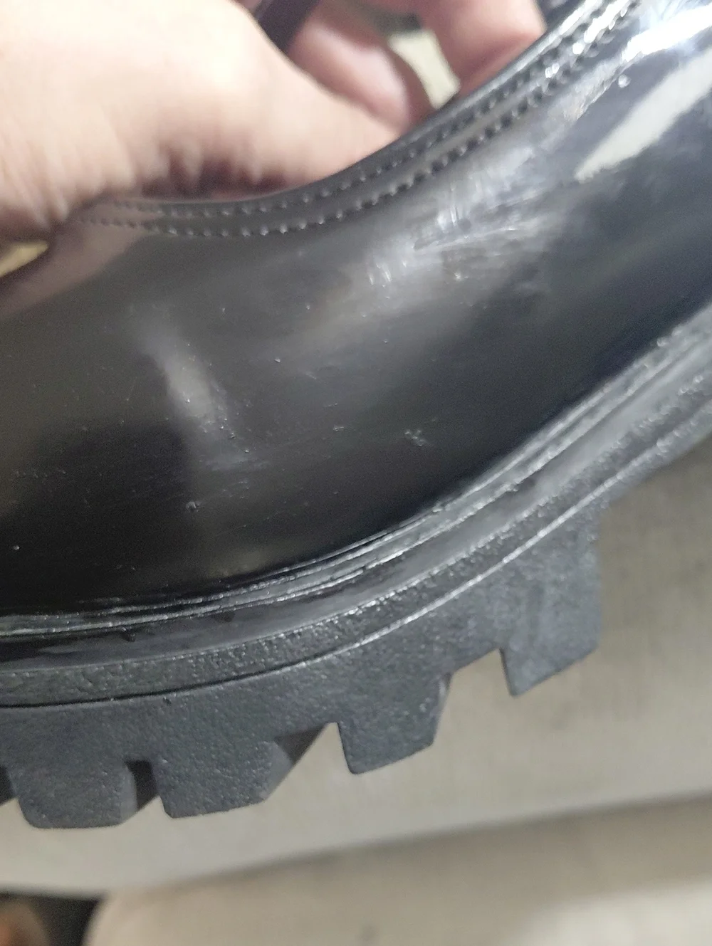 Black Patent Chunky Heel Lug Sole Mary Jane Shoes Size 10